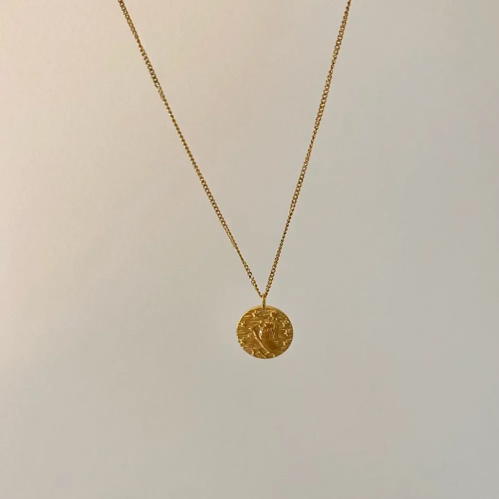 18K Gold Plated Leo Lion Coin Tag Necklace